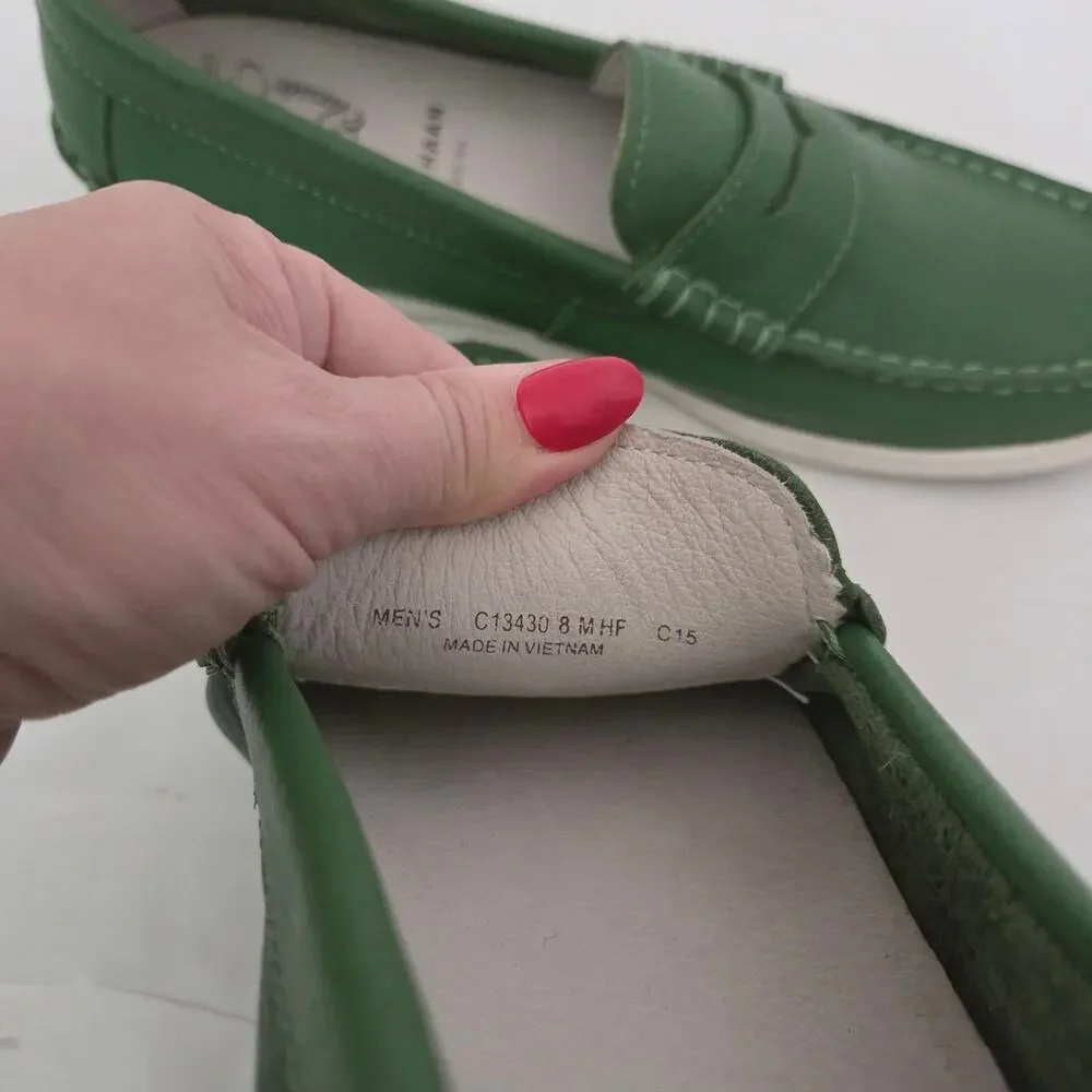 Cole Haan Pinch Weekender Men's Jade Green Leather Slip-On Penny Loafers Sz 8